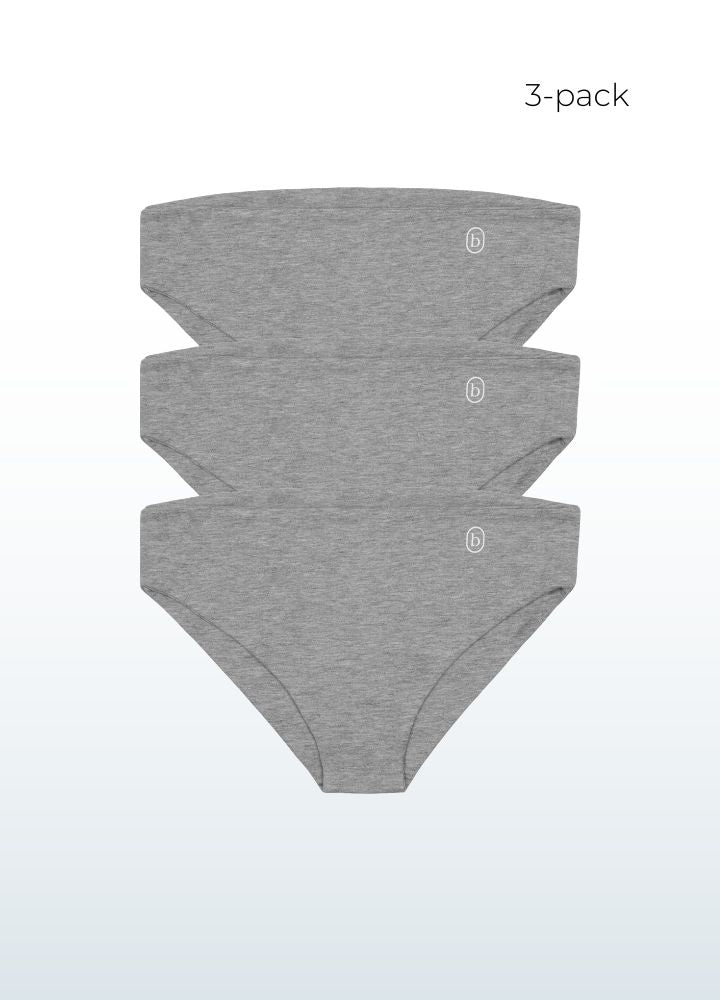 girls briefs Sensory friendly soft seamless - grey - white accent-3pack