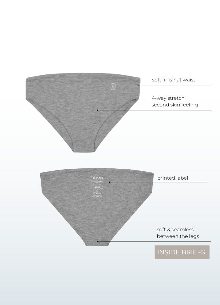 girls briefs Sensory friendly soft seamless - grey - white accent-inside