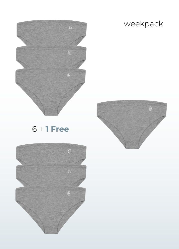 girls briefs Sensory friendly soft seamless - grey - white accent-weekpack