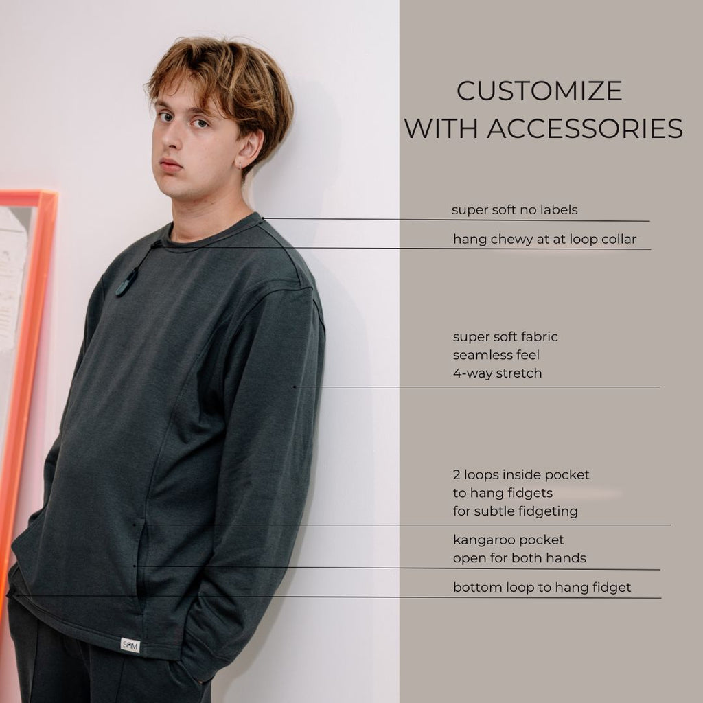 Fidget sweater adult - Fidget hoodie adult - sensory friendly soft sweater adult - stress reducing sweater - sweater sensory sensitive people, people with autism or ADHD.