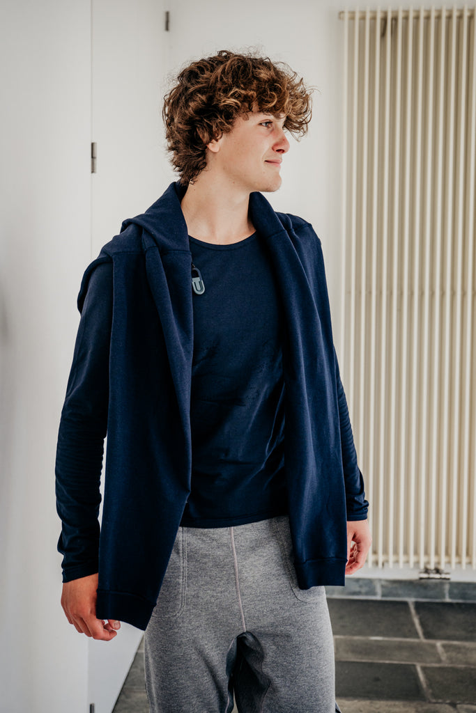Blusss sensory friendly zipped fidget hoodie. Comfortable, stylish with fidget options. For ultimate calm and style.