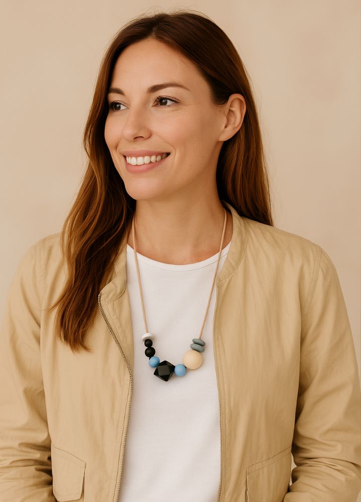 Calmbeads necklace blusss- subtle stylish chewy fidget for adults