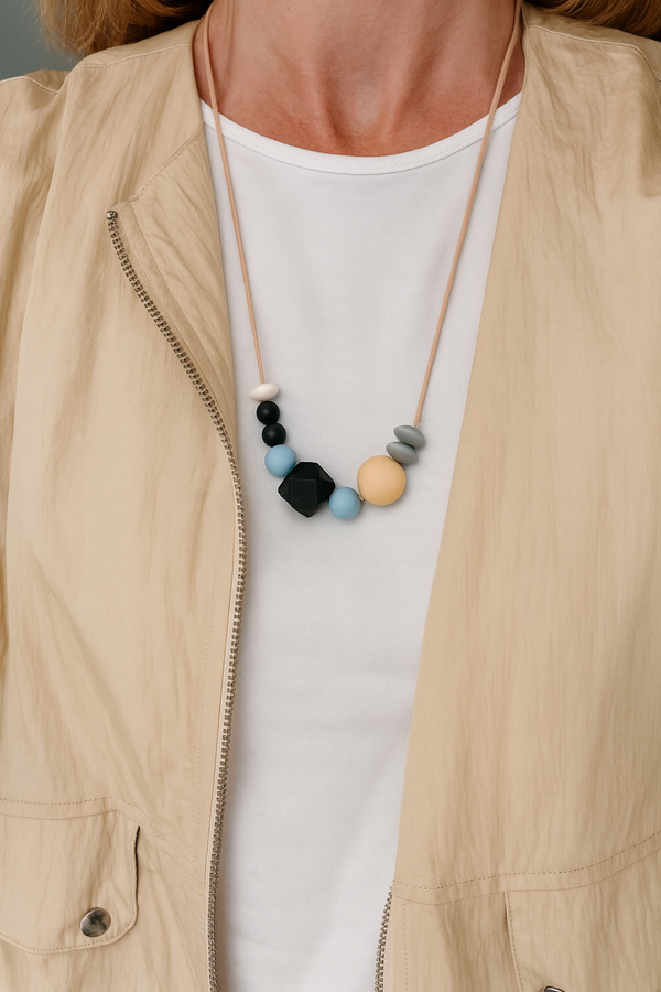 Calmbeads necklace blusss- subtle stylish chewy fidget for adults