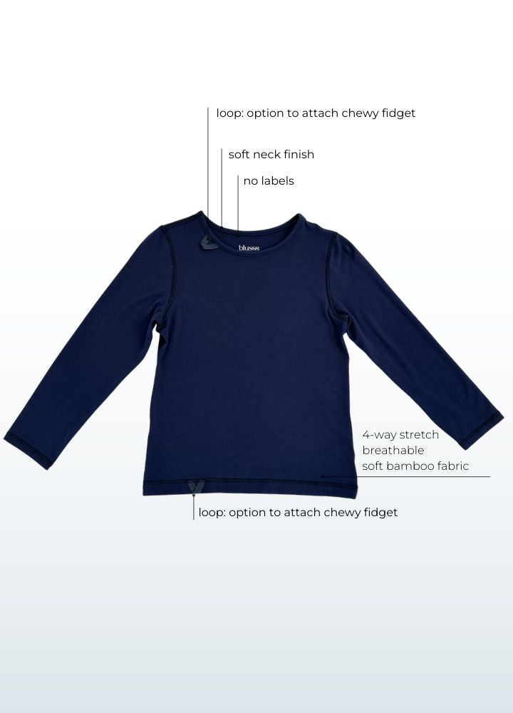 sensory friendly longsleeve blue for boys and girls - bamboo- blusss