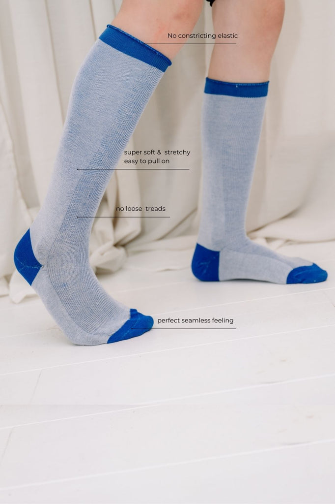 sensory friendly soft seamless knee socks - 2 pack - no loose threads insdie