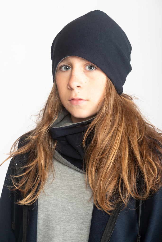 Lovely soft and warm BEANIE - grey/blue