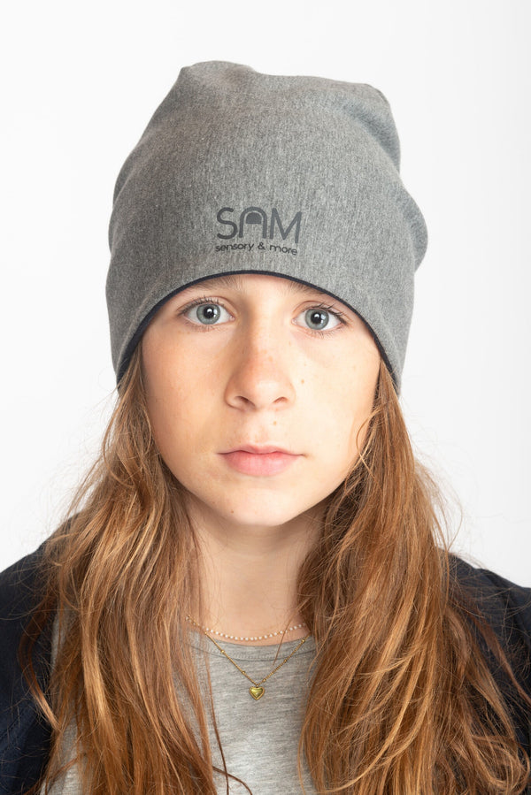 Lovely soft and warm BEANIE - grey/blue