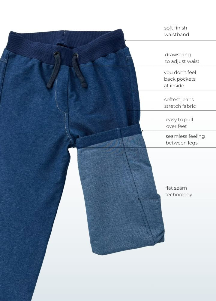 Soft comfortable jeans for boys and girls, sensory friendly jeans voor sensitive children-Blusss
