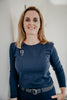 Long-sleeve blue without seams or labels for ultimate sensory friendly comfort, perfect for teens and adults with sensitive skin or high sensory needs. Pair with SAM's ZEN chewy fidget for reduced stress and improved focus.