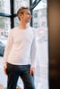 sensory friendly soft seamless longsleeve men white organic cotton