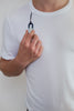 Sensory friendly seamless soft white T-shirt without labels or tags for sensory sensitive adults or people with sensitive skin.