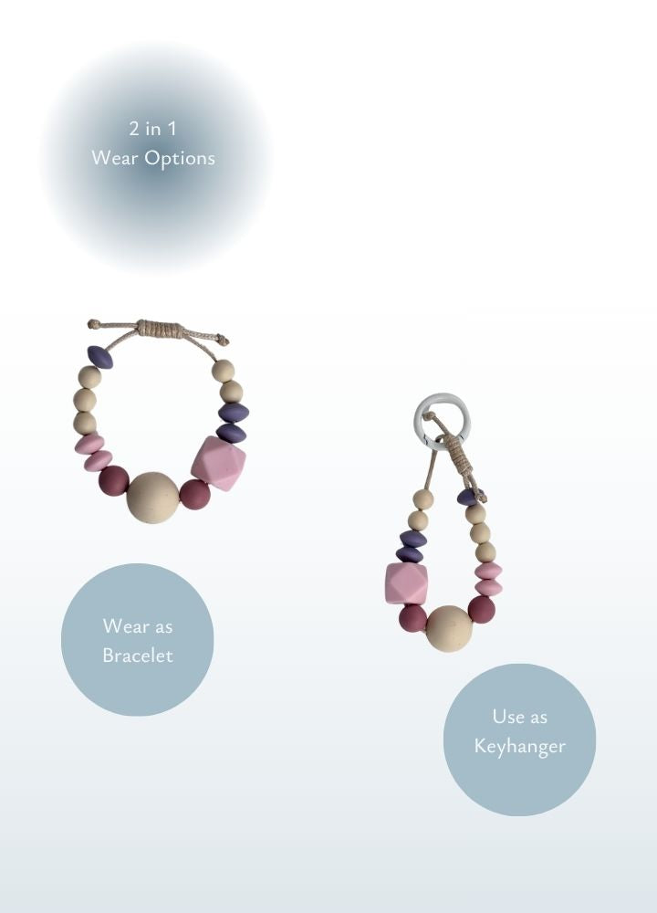 fidget and chew bracelet or keyhanger - subtle fidget for adults - blusss - calmbeads