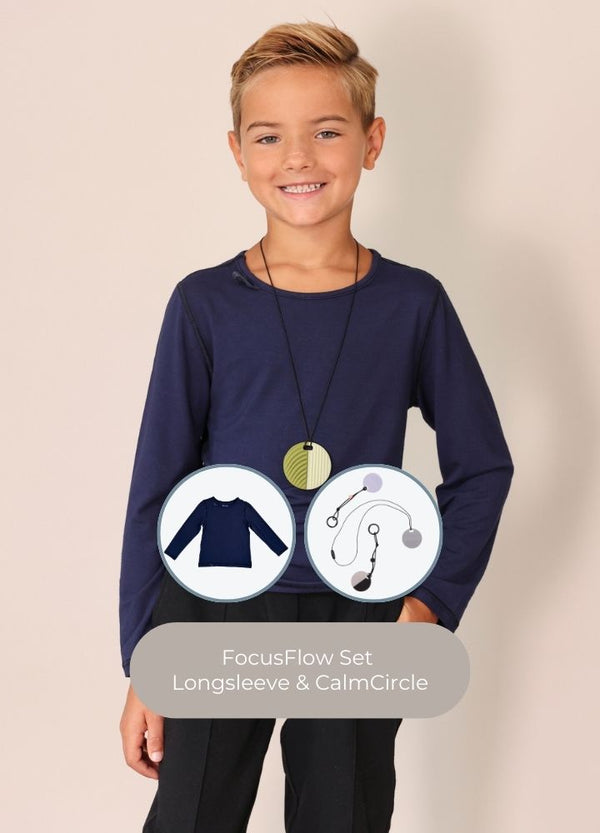 FocusFlowSetkids-sensory friendly longsleeve-CalmCircle chewy fidget-Blusss
