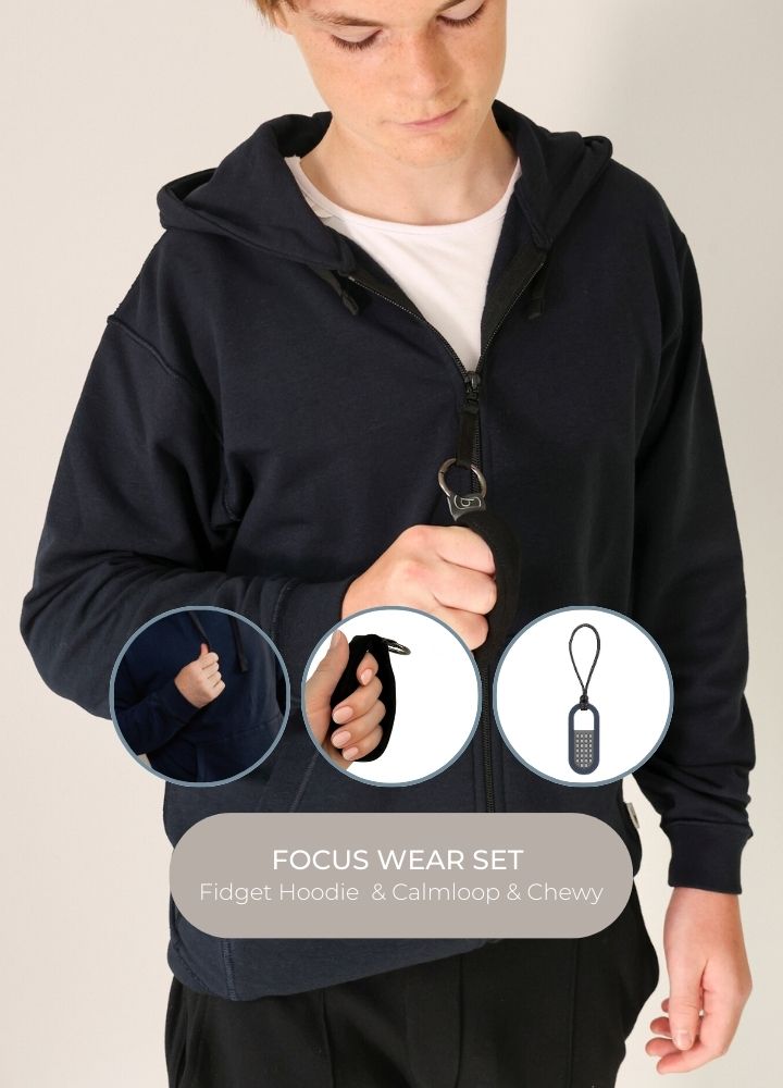 Focus Wear Set Kids | Zipped Fidget Hoodie & Fidgets– Blusss