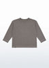 Stone grey boxy longsleeve for kids seen from the front, wide sensory friendly cut that does not cling