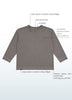 Breathable bamboo cotton fabric detail and hem fidget loop on the boxy kids longsleeve