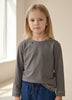 Loose-fit longsleeve for children with sensitive skin, breathable bamboo cotton in stone grey