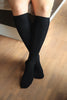Sensory friendly soft seamless bamboo knee socks - easy to pull on_Blusss-color black - for sensitive feet