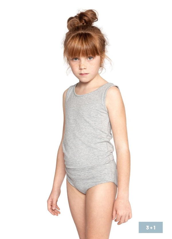 girls briefs Sensory friendly soft seamless - grey - white accent