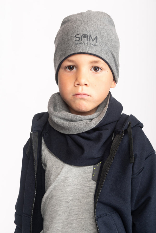 Lovely soft and warm BEANIE - grey/blue 