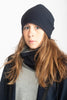 Warm soft itchy free reversible TUBE SCARF - grey/blue 