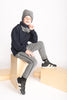 Warm soft itchy free reversible TUBE SCARF - grey/blue 