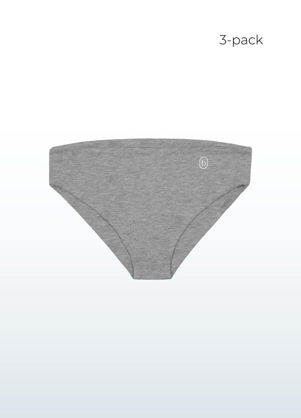 girls briefs Sensory friendly soft seamless - grey - white accent 3-pack
